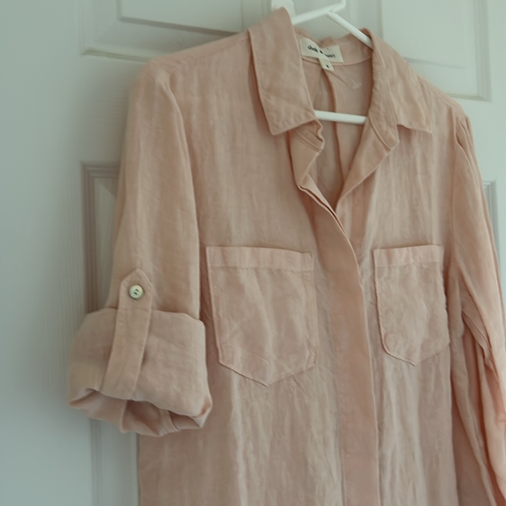 New 100% Linen Shirt Peach Apricot - Small